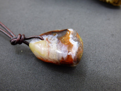 Feuerachat Mexiko ~ Edelstein Kette HIPPIE GOA Boho Ethno Natur Heilstein Rarität Kristalle Schmuck Anhänger braun Natur Stein Geschenk - Art of Nature Berlin