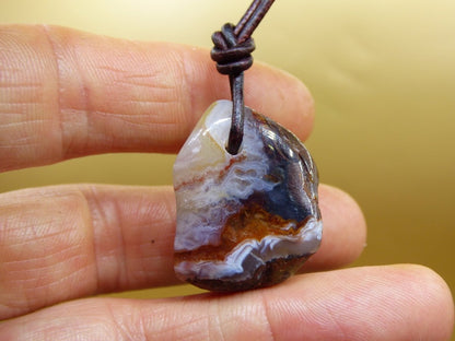 Feuerachat Mexiko ~ Edelstein Kette HIPPIE GOA Boho Ethno Natur Heilstein Rarität Kristalle Schmuck Anhänger braun Natur Stein Geschenk - Art of Nature Berlin