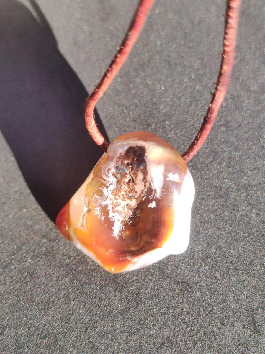 Feuerachat Mexiko *opalisierend* ~ Edelstein Kette HIPPIE GOA Boho Ethno Natur Heilstein Rarität Kristalle Schmuck Anhänger braun Geschenk - Art of Nature Berlin