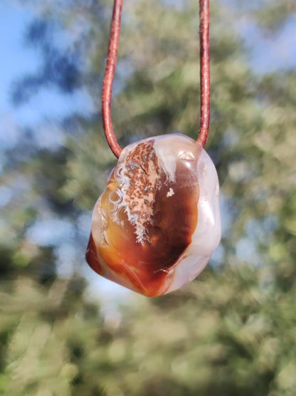 Feuerachat Mexiko *opalisierend* ~ Edelstein Kette HIPPIE GOA Boho Ethno Natur Heilstein Rarität Kristalle Schmuck Anhänger braun Geschenk - Art of Nature Berlin