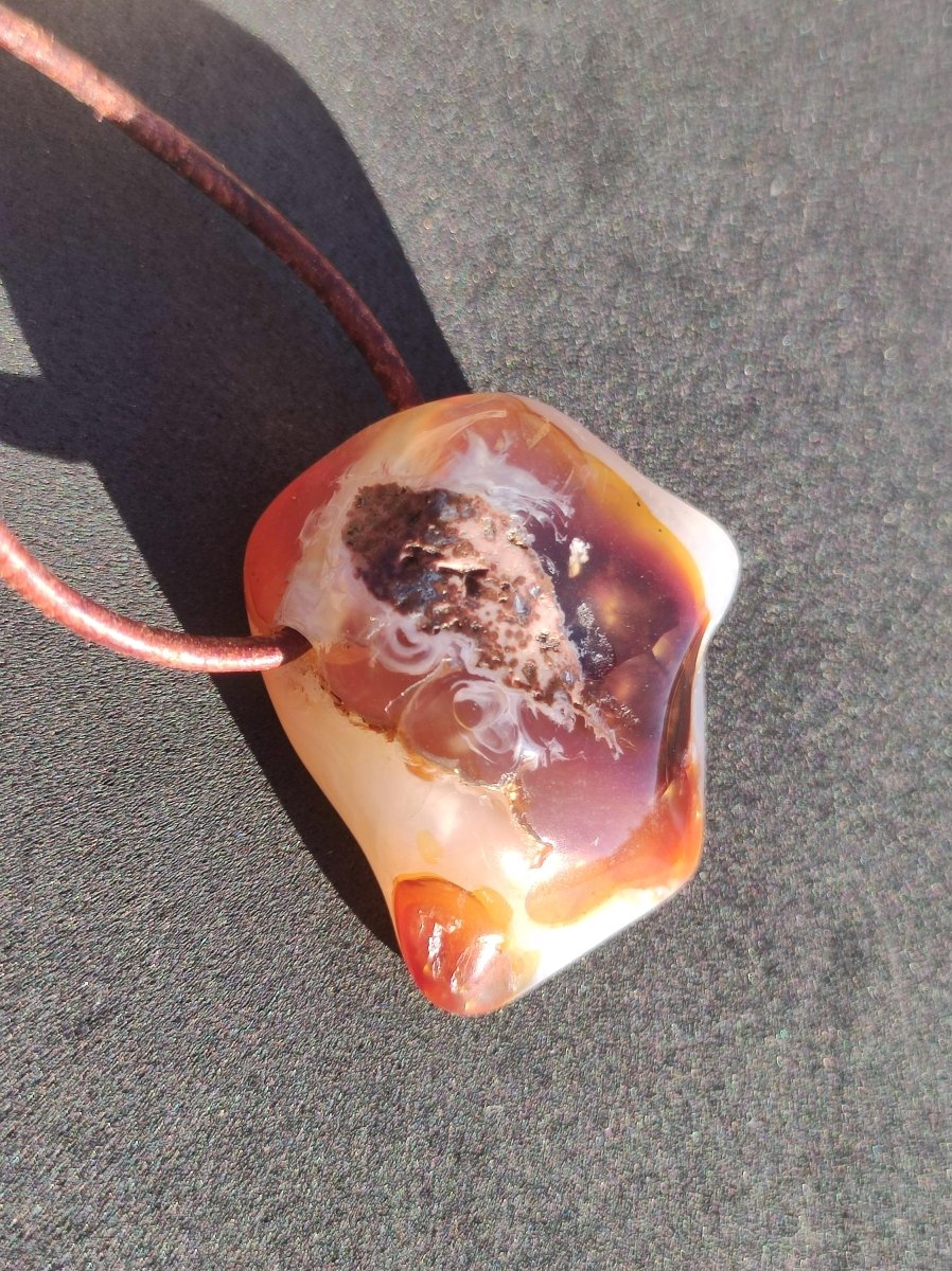 Feuerachat Mexiko *opalisierend* ~ Edelstein Kette HIPPIE GOA Boho Ethno Natur Heilstein Rarität Kristalle Schmuck Anhänger braun Geschenk - Art of Nature Berlin