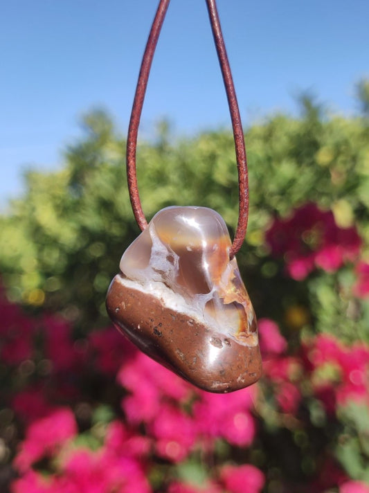 Feuerachat Mexiko *opalisierend* ~ Edelstein Kette HIPPIE GOA Boho Ethno Natur Heilstein Rarität Kristalle Schmuck Anhänger braun Geschenk - Art of Nature Berlin