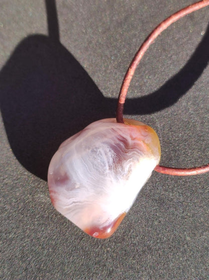 Feuerachat Mexiko *opalisierend* ~ Edelstein Kette HIPPIE GOA Boho Ethno Natur Heilstein Rarität Kristalle Schmuck Anhänger braun Geschenk - Art of Nature Berlin