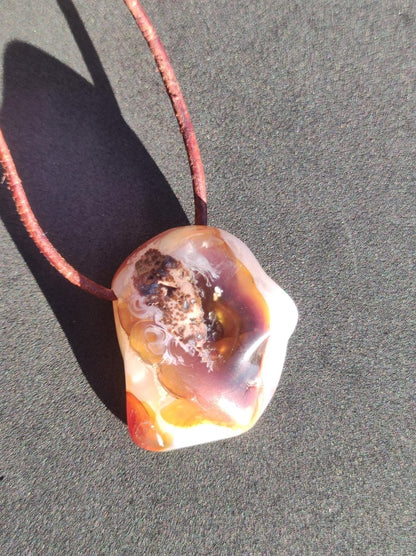 Feuerachat Mexiko *opalisierend* ~ Edelstein Kette HIPPIE GOA Boho Ethno Natur Heilstein Rarität Kristalle Schmuck Anhänger braun Geschenk - Art of Nature Berlin