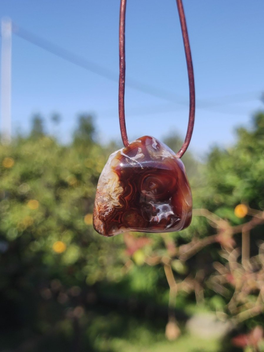 Feuerachat *opalisierend* Edelstein Kette Heilstein Schutzsymbol Mann Frau Glück HIPPIE GOA Boho Tibet Ethno Natur Rarität Geschenk - Art of Nature Berlin