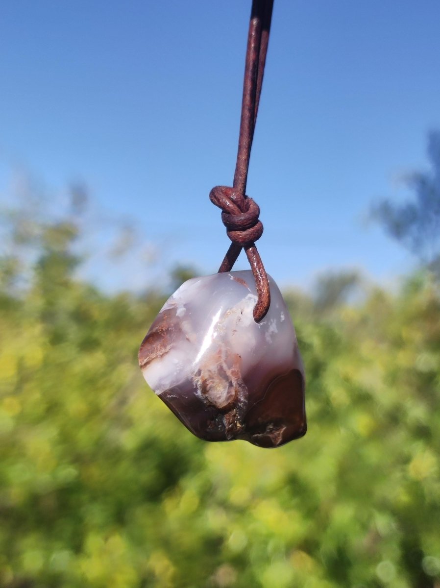 Feuerachat *opalisierend* Edelstein Kette Heilstein Schutzsymbol Mann Frau Glück HIPPIE GOA Boho Tibet Ethno Natur Rarität Geschenk - Art of Nature Berlin