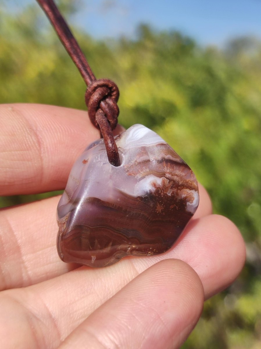 Feuerachat *opalisierend* Edelstein Kette Heilstein Schutzsymbol Mann Frau Glück HIPPIE GOA Boho Tibet Ethno Natur Rarität Geschenk - Art of Nature Berlin