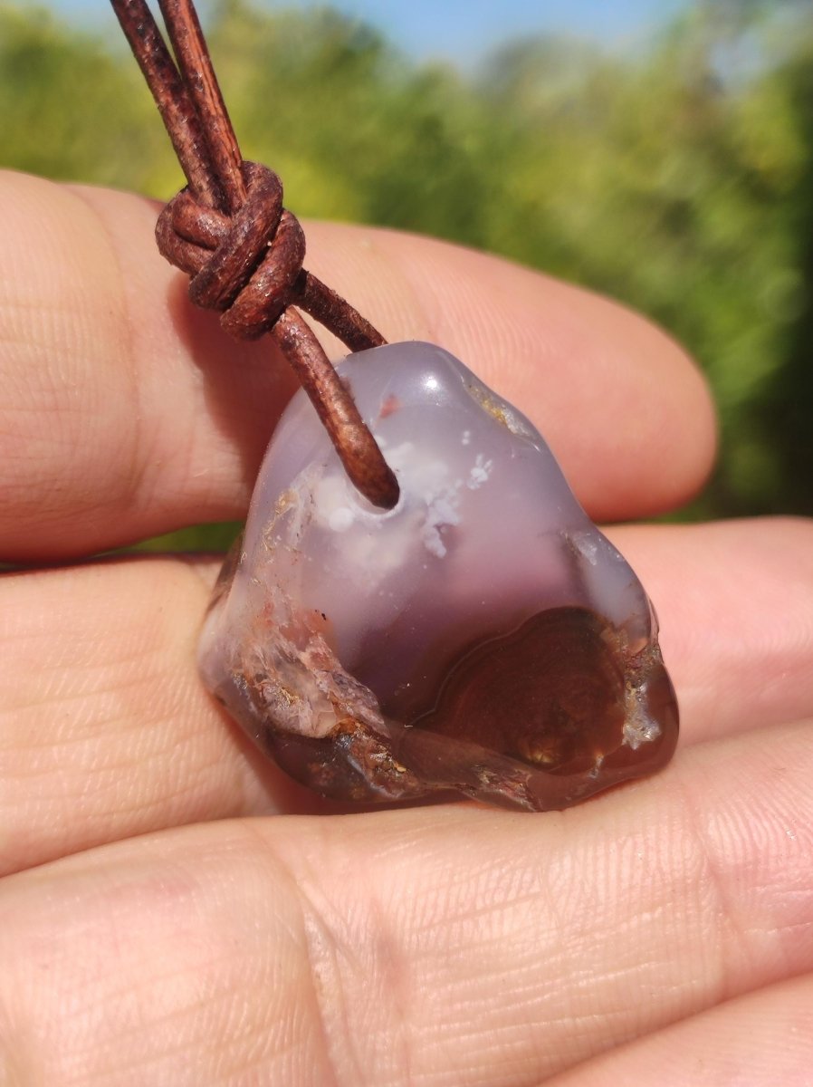 Feuerachat *opalisierend* Edelstein Kette Heilstein Schutzsymbol Mann Frau Glück HIPPIE GOA Boho Tibet Ethno Natur Rarität Geschenk - Art of Nature Berlin