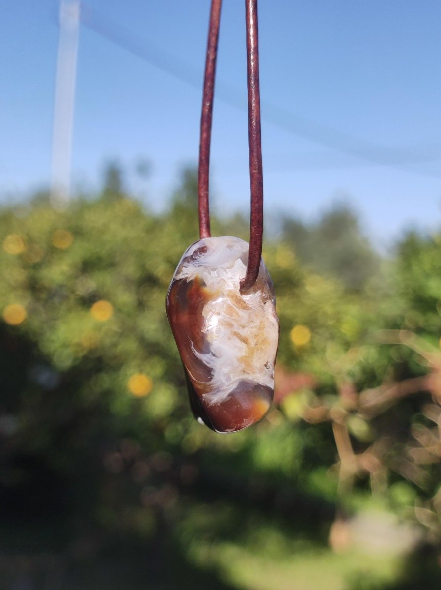 Feuerachat *opalisierend* Edelstein Kette Heilstein Schutzsymbol Mann Frau Glück HIPPIE GOA Boho Tibet Ethno Natur Rarität Geschenk - Art of Nature Berlin