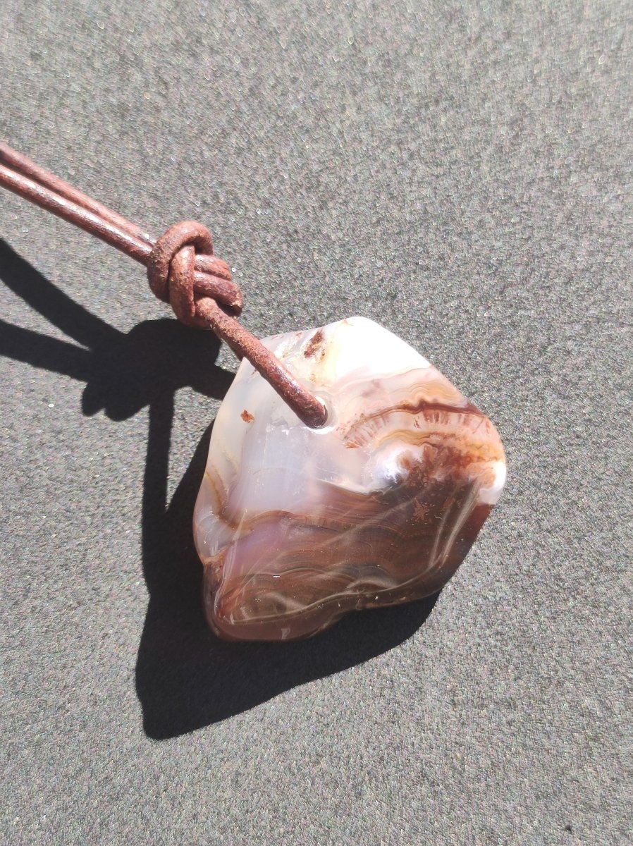 Feuerachat *opalisierend* Edelstein Kette Heilstein Schutzsymbol Mann Frau Glück HIPPIE GOA Boho Tibet Ethno Natur Rarität Geschenk - Art of Nature Berlin