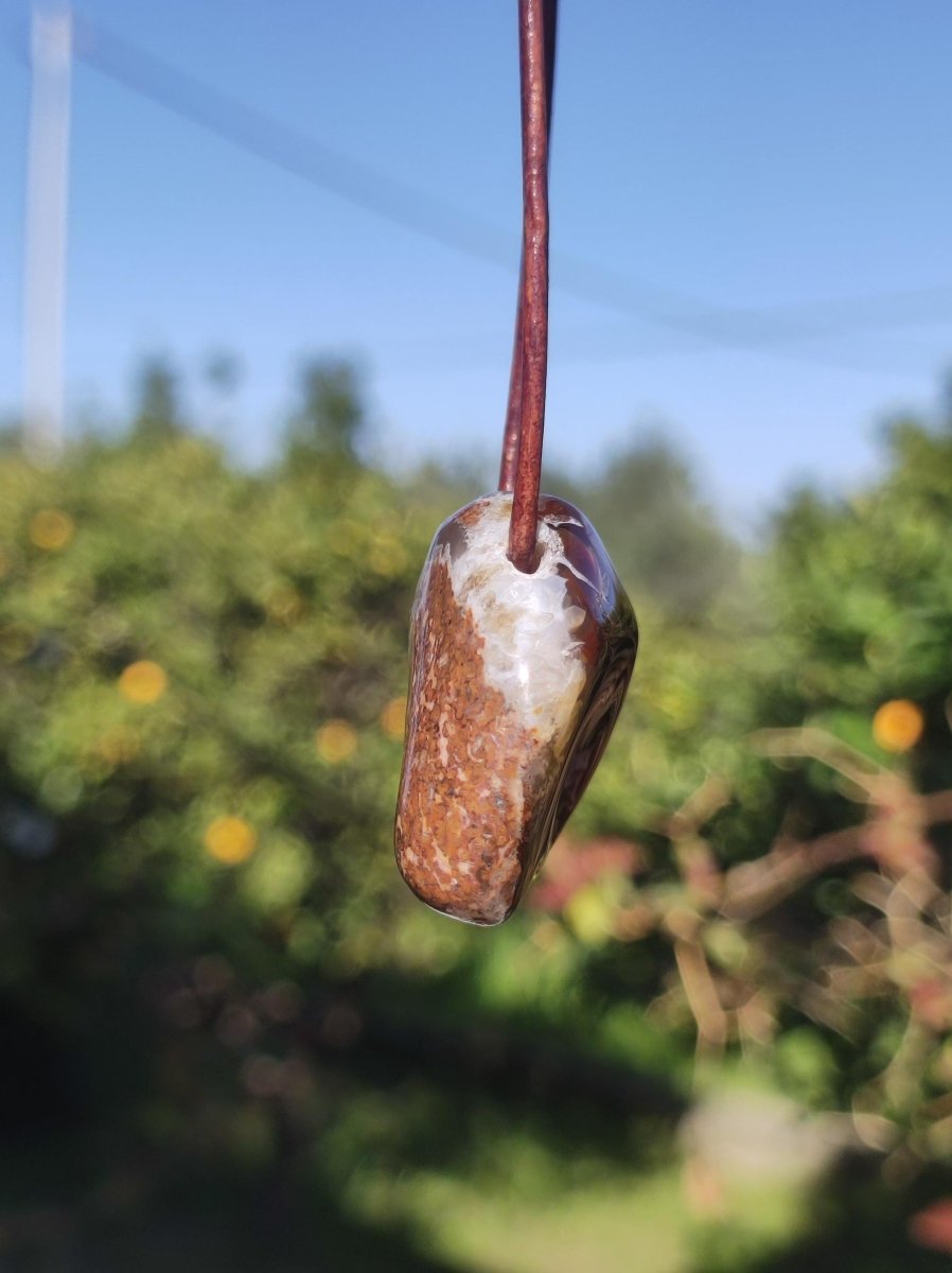 Feuerachat *opalisierend* Edelstein Kette Heilstein Schutzsymbol Mann Frau Glück HIPPIE GOA Boho Tibet Ethno Natur Rarität Geschenk - Art of Nature Berlin