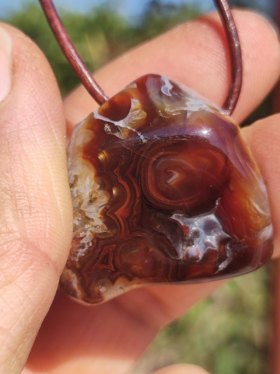 Feuerachat *opalisierend* Edelstein Kette Heilstein Schutzsymbol Mann Frau Glück HIPPIE GOA Boho Tibet Ethno Natur Rarität Geschenk - Art of Nature Berlin