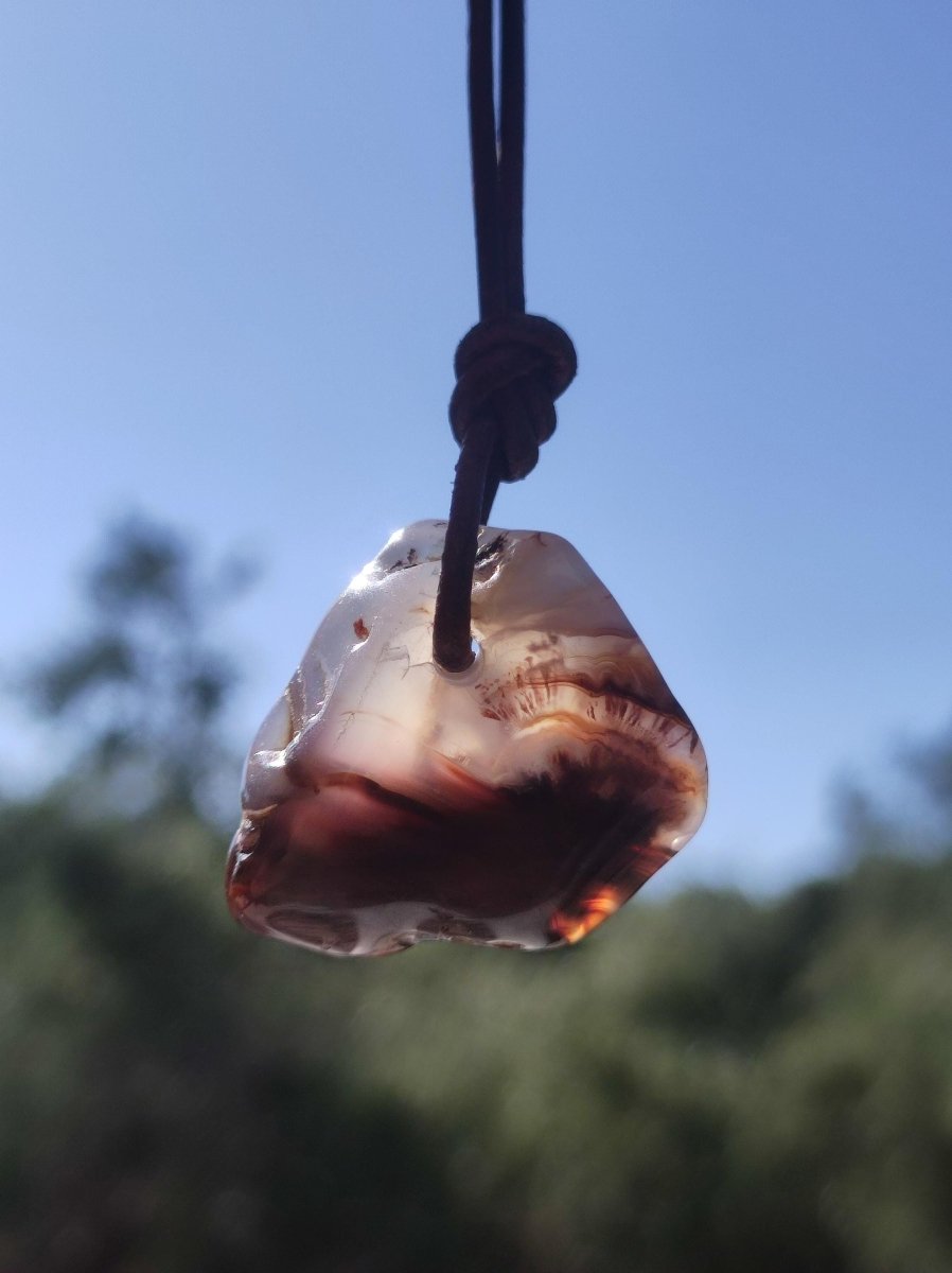 Feuerachat *opalisierend* Edelstein Kette Heilstein Schutzsymbol Mann Frau Glück HIPPIE GOA Boho Tibet Ethno Natur Rarität Geschenk - Art of Nature Berlin