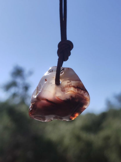 Feuerachat *opalisierend* Edelstein Kette Heilstein Schutzsymbol Mann Frau Glück HIPPIE GOA Boho Tibet Ethno Natur Rarität Geschenk - Art of Nature Berlin