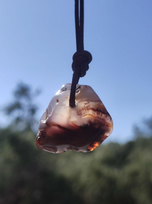 Feuerachat *opalisierend* Edelstein Kette Heilstein Schutzsymbol Mann Frau Glück HIPPIE GOA Boho Tibet Ethno Natur Rarität Geschenk - Art of Nature Berlin