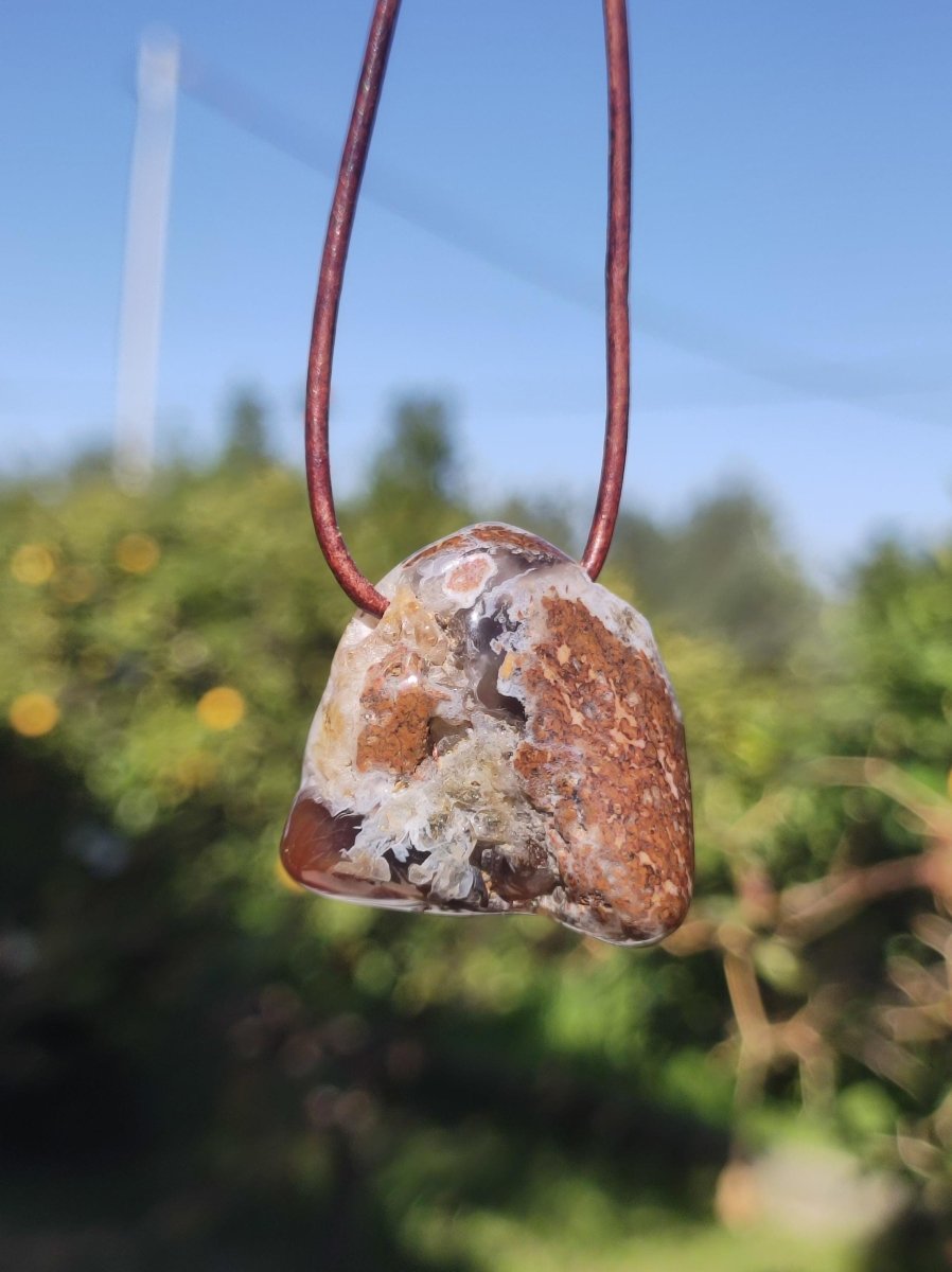 Feuerachat *opalisierend* Edelstein Kette Heilstein Schutzsymbol Mann Frau Glück HIPPIE GOA Boho Tibet Ethno Natur Rarität Geschenk - Art of Nature Berlin