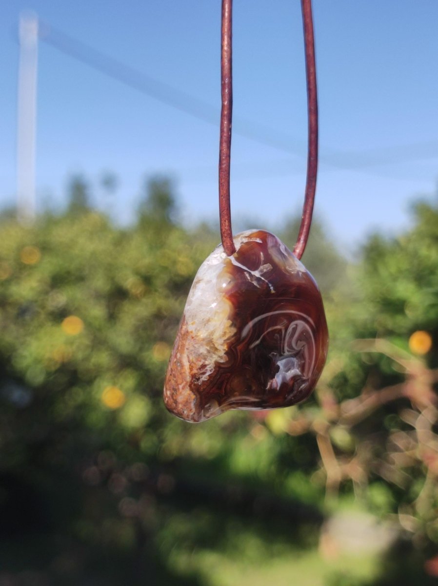 Feuerachat *opalisierend* Edelstein Kette Heilstein Schutzsymbol Mann Frau Glück HIPPIE GOA Boho Tibet Ethno Natur Rarität Geschenk - Art of Nature Berlin