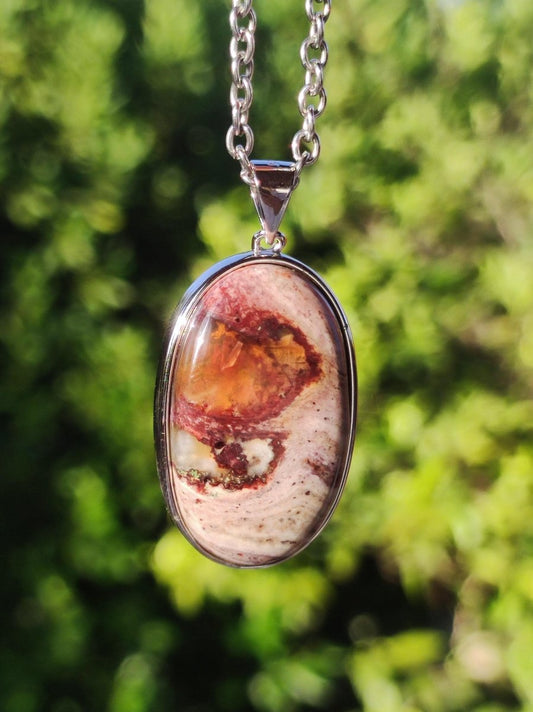 Feueropal Mexiko 925 Sterling Silber - Edelstein Kette rot selten HIPPIE GOA Boho Ethno Nature Heilstein Rarität Geschenk Er Sie Mann Frau - Art of Nature Berlin