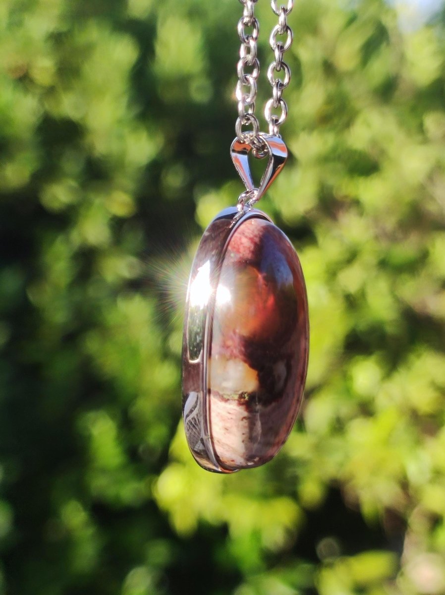 Feueropal Mexiko 925 Sterling Silber - Edelstein Kette rot selten HIPPIE GOA Boho Ethno Nature Heilstein Rarität Geschenk Er Sie Mann Frau - Art of Nature Berlin