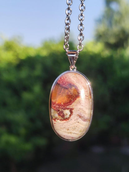 Feueropal Mexiko 925 Sterling Silber - Edelstein Kette rot selten HIPPIE GOA Boho Ethno Nature Heilstein Rarität Geschenk Er Sie Mann Frau - Art of Nature Berlin