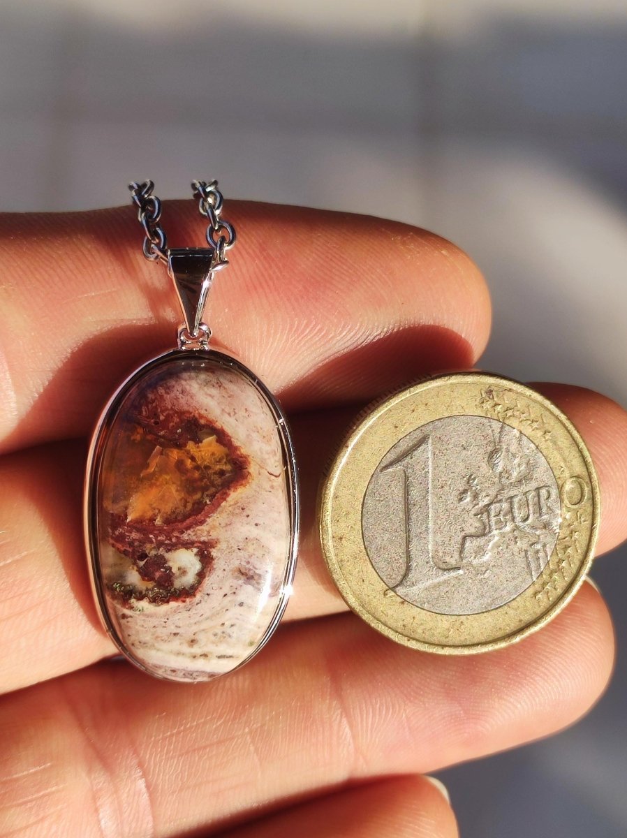 Feueropal Mexiko 925 Sterling Silber - Edelstein Kette rot selten HIPPIE GOA Boho Ethno Nature Heilstein Rarität Geschenk Er Sie Mann Frau - Art of Nature Berlin