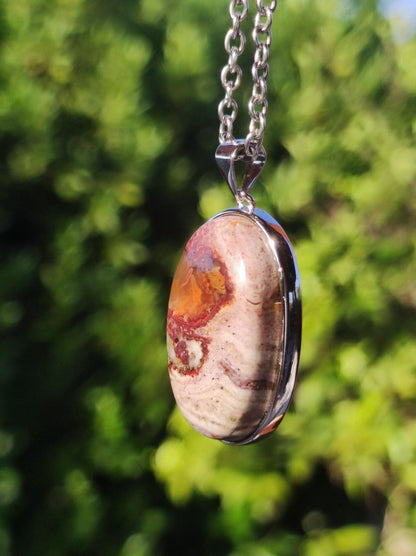 Feueropal Mexiko 925 Sterling Silber - Edelstein Kette rot selten HIPPIE GOA Boho Ethno Nature Heilstein Rarität Geschenk Er Sie Mann Frau - Art of Nature Berlin