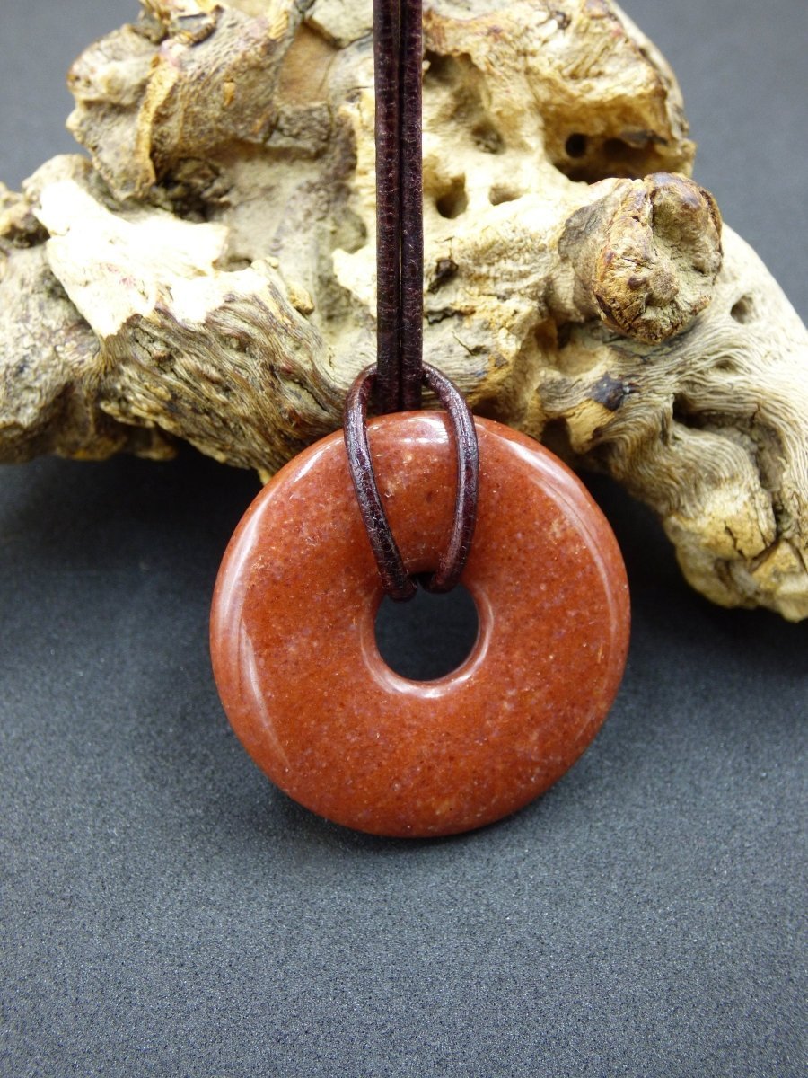 Feuerquarz ~ Donut 30mm ~ Edelstein Kette ~HIPPIE ~GOA ~Boho ~Tibet ~Ethno ~Nature ~Donut ~Schutzsymbol ~Heilstein ~Rairtät - Art of Nature Berlin