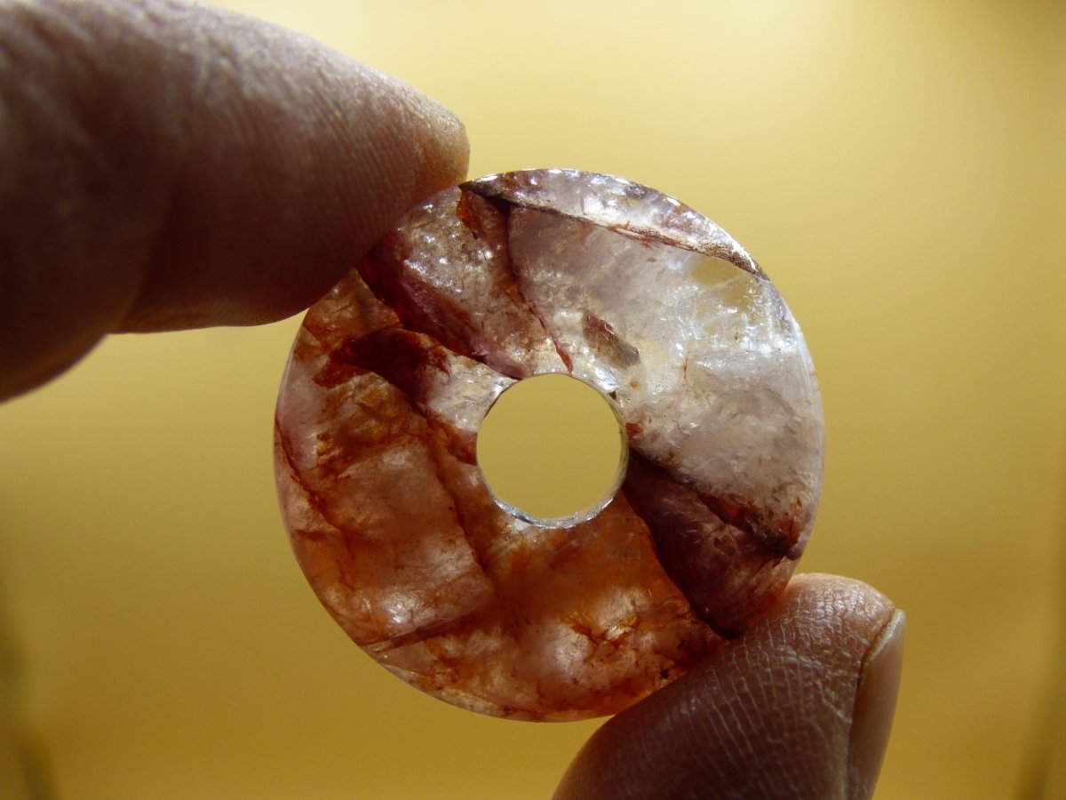 Feuerquarz / Hämatit Quarz 30mm - Edelstein Donut Kette rot Mann Frau Vater Tochter Freund Heilstein Glück Schmuck Natur Rarität Geschenk - Art of Nature Berlin