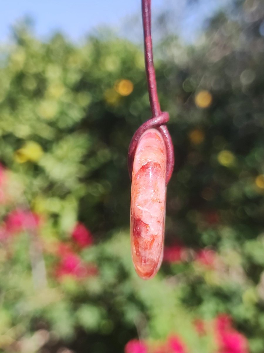 Feuerquarz / Hämatit Quarz 30mm - Edelstein Donut Kette rot Mann Frau Vater Tochter Freund Heilstein Glück Schmuck Natur Rarität Geschenk - Art of Nature Berlin