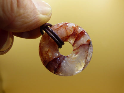 Feuerquarz / Hämatit Quarz 30mm - Edelstein Donut Kette rot Mann Frau Vater Tochter Freund Heilstein Glück Schmuck Natur Rarität Geschenk - Art of Nature Berlin