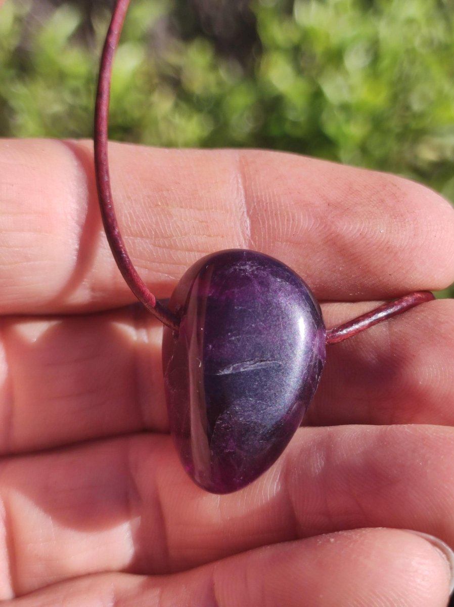 Fluorit lila ~ Edelstein Kette Natur Klar Schutz Rarität Heilstein Kristall Mann Frau Sie Geschenk Freund Goa Festival Glück Chakra Sommer - Art of Nature Berlin