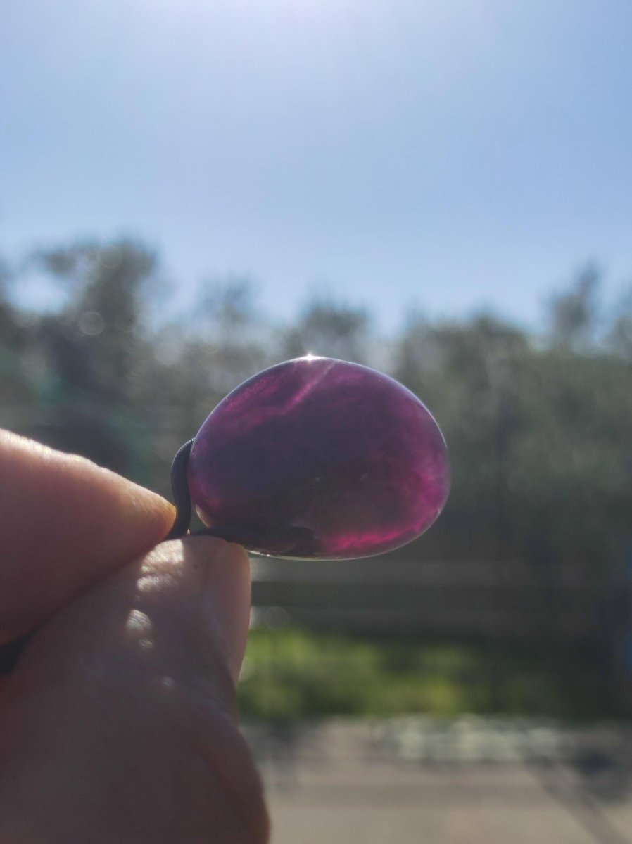 Fluorit lila ~ Edelstein Kette Natur Klar Schutz Rarität Heilstein Kristall Mann Frau Sie Geschenk Freund Goa Festival Glück Chakra Sommer - Art of Nature Berlin