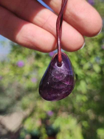 Fluorit lila ~ Edelstein Kette Natur Klar Schutz Rarität Heilstein Kristall Mann Frau Sie Geschenk Freund Goa Festival Glück Chakra Sommer - Art of Nature Berlin