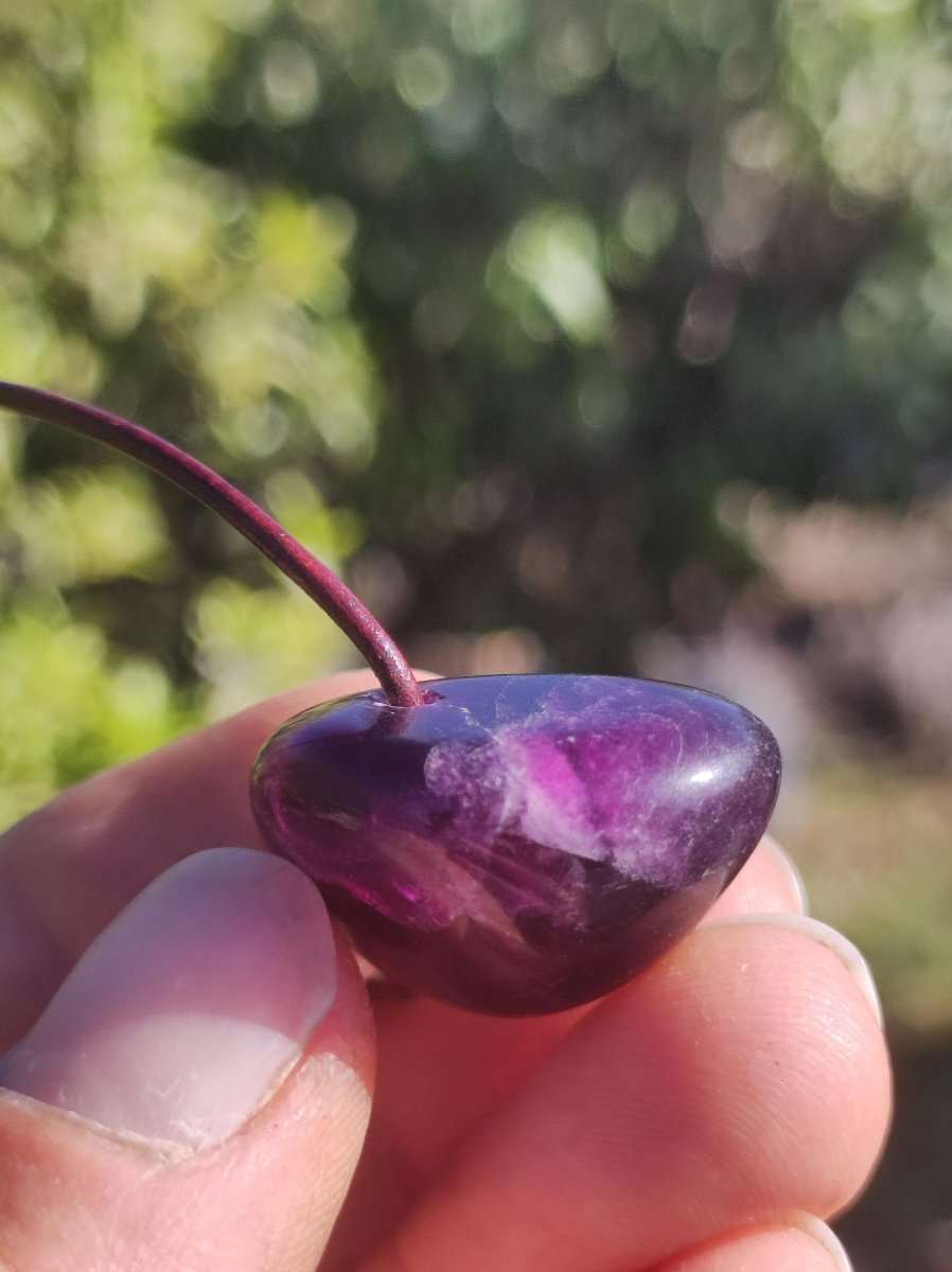 Fluorit lila ~ Edelstein Kette Natur Klar Schutz Rarität Heilstein Kristall Mann Frau Sie Geschenk Freund Goa Festival Glück Chakra Sommer - Art of Nature Berlin