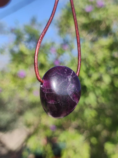 Fluorit lila ~ Edelstein Kette Natur Klar Schutz Rarität Heilstein Kristall Mann Frau Sie Geschenk Freund Goa Festival Glück Chakra Sommer - Art of Nature Berlin