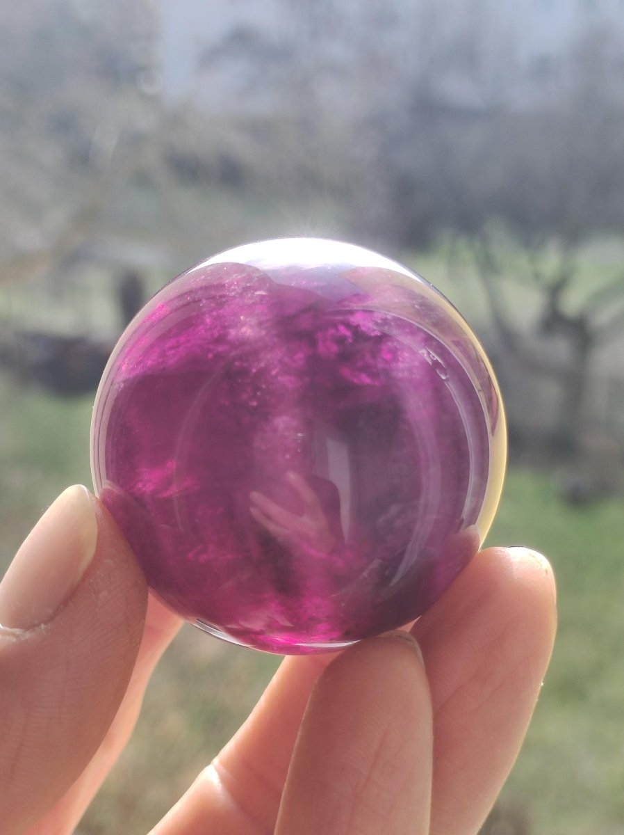 Fluorit pink rosa rot ~ Magische Edelstein Kugel Massage & Deko Sphere Crystal Spielkugel Meditation HIPPIE GOA Ethno Heilstein Naturschatz - Art of Nature Berlin