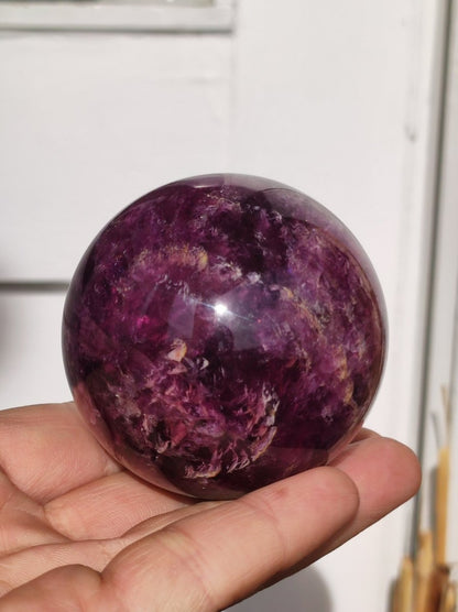 Fluorit pink rosa rot ~ Magische Edelstein Kugel Massage & Deko Sphere Crystal Spielkugel Meditation HIPPIE GOA Ethno Heilstein Naturschatz - Art of Nature Berlin