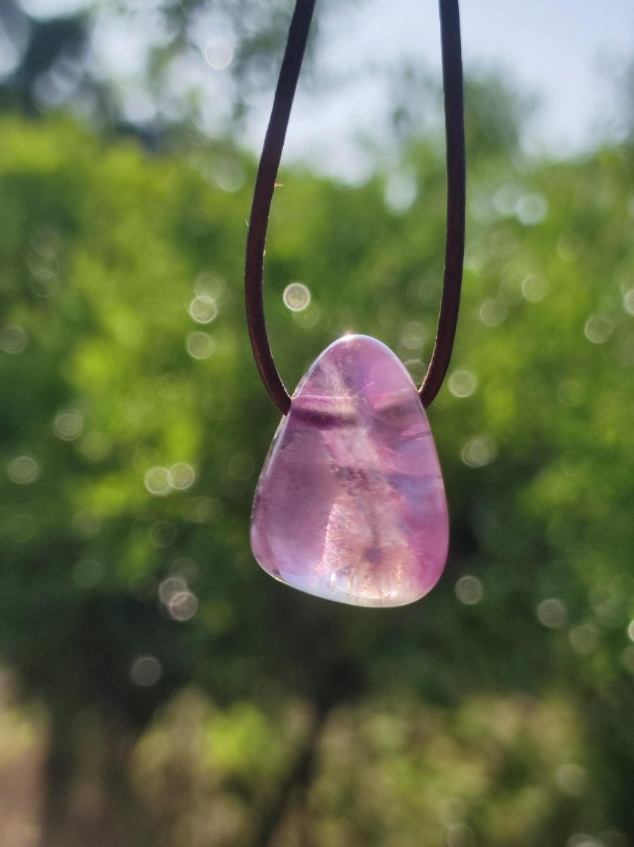 Fluorit Regenbogen ~ Edelstein Kette Natur Klar Schutz Rarität Heilstein Kristall Mann Frau Sie Geschenk Freund Goa Festival Glück Sommer - Art of Nature Berlin