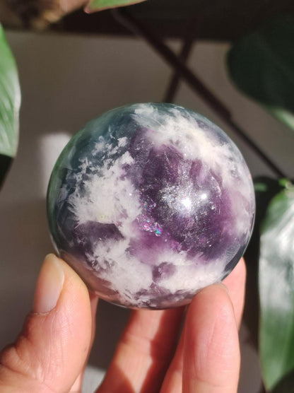 Fluorit Snowflake Edelstein Kugel Deko Sphere Massage Kristall Spielkugel Meditation Heilstein Frau Mann Geschenk Er Sie Haus Energie Traum - Art of Nature Berlin