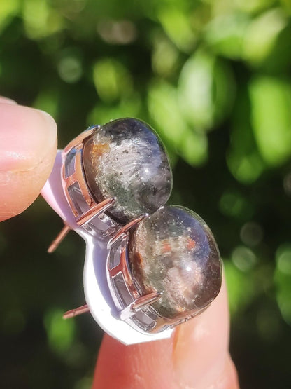 Garden Phantom Quarz AAA - 925 Sterling Silber bunt Ohrstecker Ohrringe Edelstein Heilstein Energie Frau Geschenk Schmuck Edel Rarität - Art of Nature Berlin