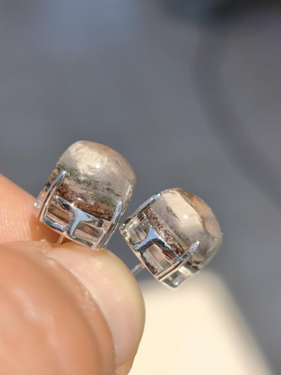 Garden Phantom Quarz AAA - 925 Sterling Silber bunt Ohrstecker Ohrringe Edelstein Heilstein Energie Frau Geschenk Schmuck Edel Rarität - Art of Nature Berlin
