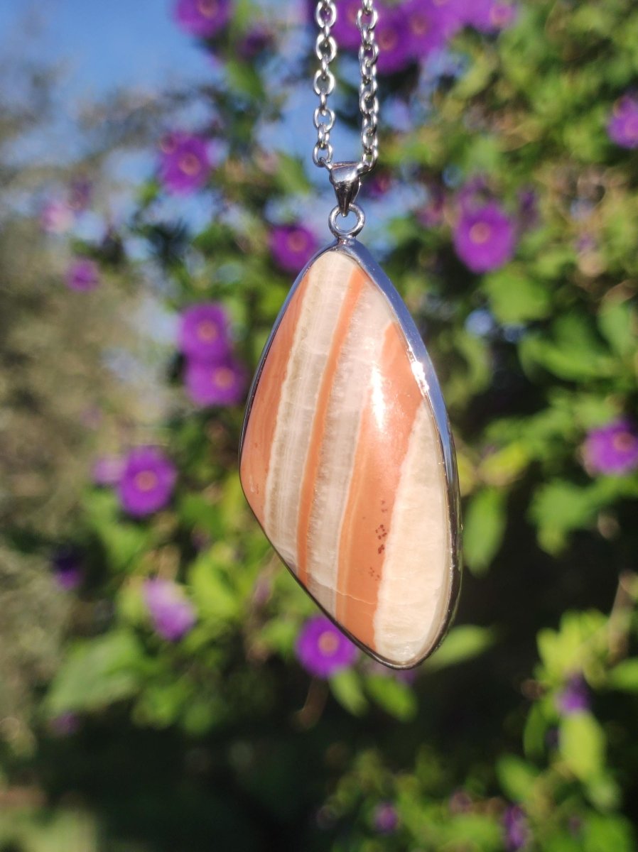 Gelber Aragonit - 925 Silber Edelstein Kette Heilstein Natur Braun Rarität Edel Mann Frau Geschenk Er Sie Freundin Energie Kraft Ruhe Glück - Art of Nature Berlin