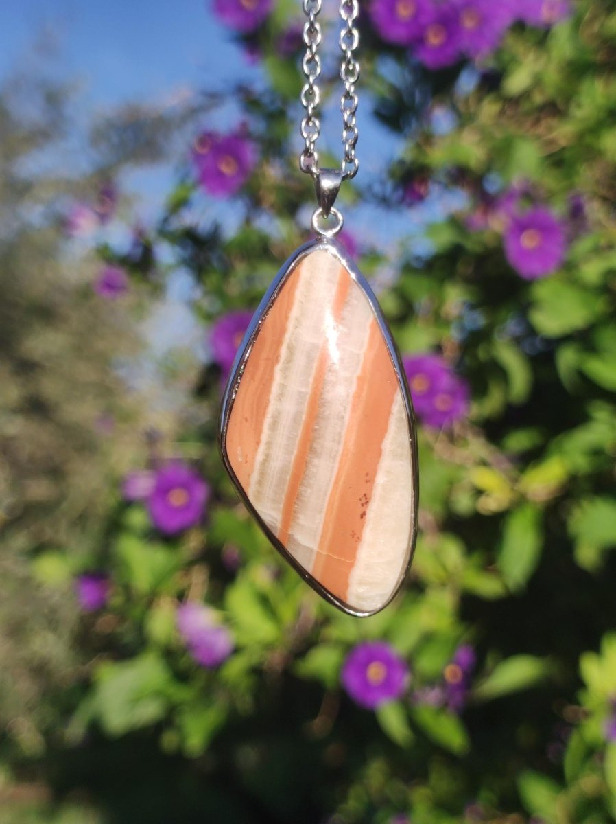 Gelber Aragonit - 925 Silber Edelstein Kette Heilstein Natur Braun Rarität Edel Mann Frau Geschenk Er Sie Freundin Energie Kraft Ruhe Glück - Art of Nature Berlin