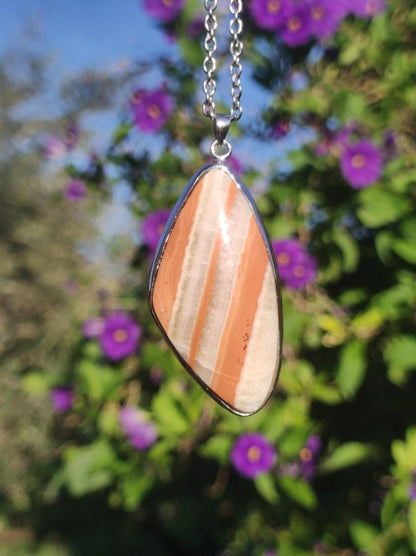 Gelber Aragonit - 925 Silber Edelstein Kette Heilstein Natur Braun Rarität Edel Mann Frau Geschenk Er Sie Freundin Energie Kraft Ruhe Glück - Art of Nature Berlin