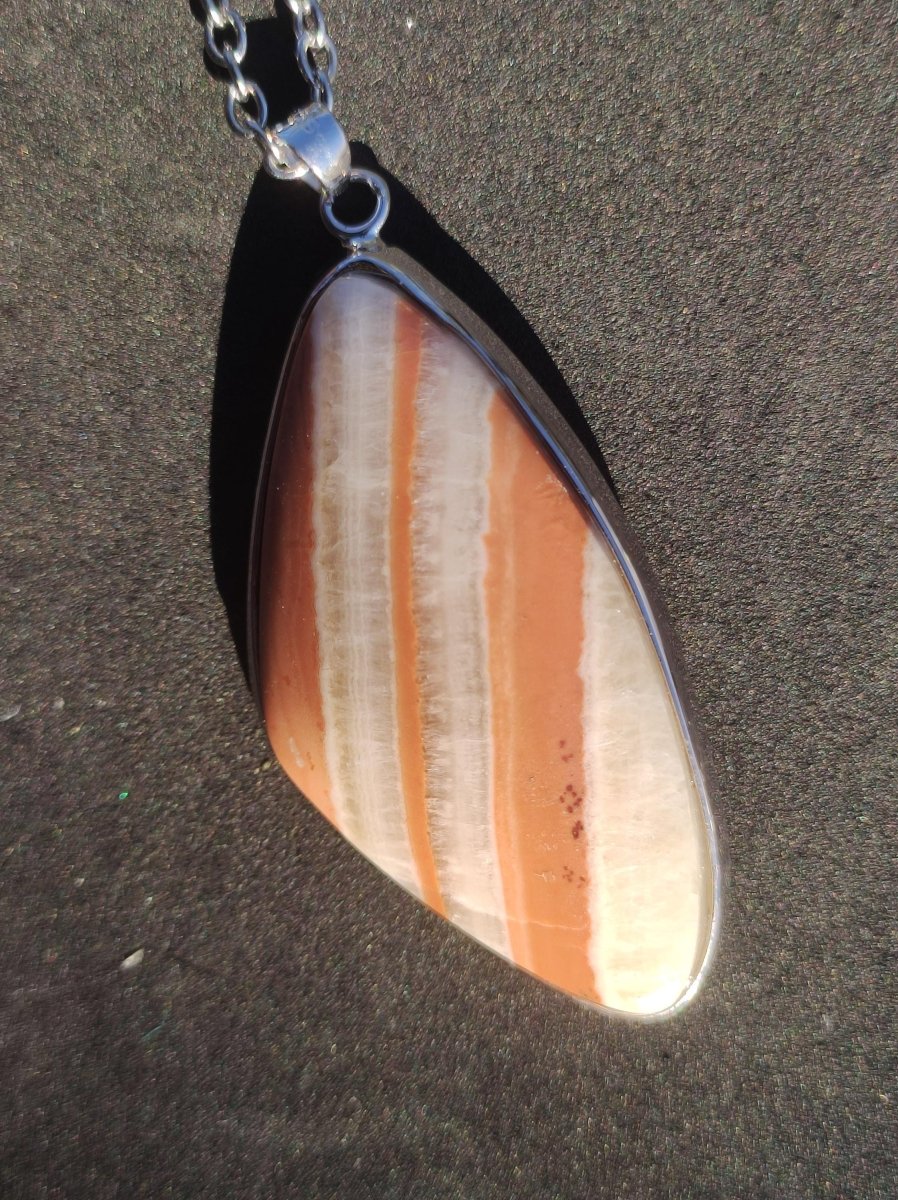 Gelber Aragonit - 925 Silber Edelstein Kette Heilstein Natur Braun Rarität Edel Mann Frau Geschenk Er Sie Freundin Energie Kraft Ruhe Glück - Art of Nature Berlin