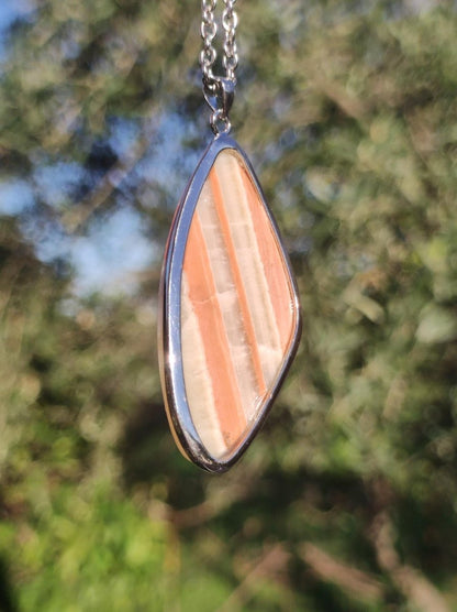 Gelber Aragonit - 925 Silber Edelstein Kette Heilstein Natur Braun Rarität Edel Mann Frau Geschenk Er Sie Freundin Energie Kraft Ruhe Glück - Art of Nature Berlin