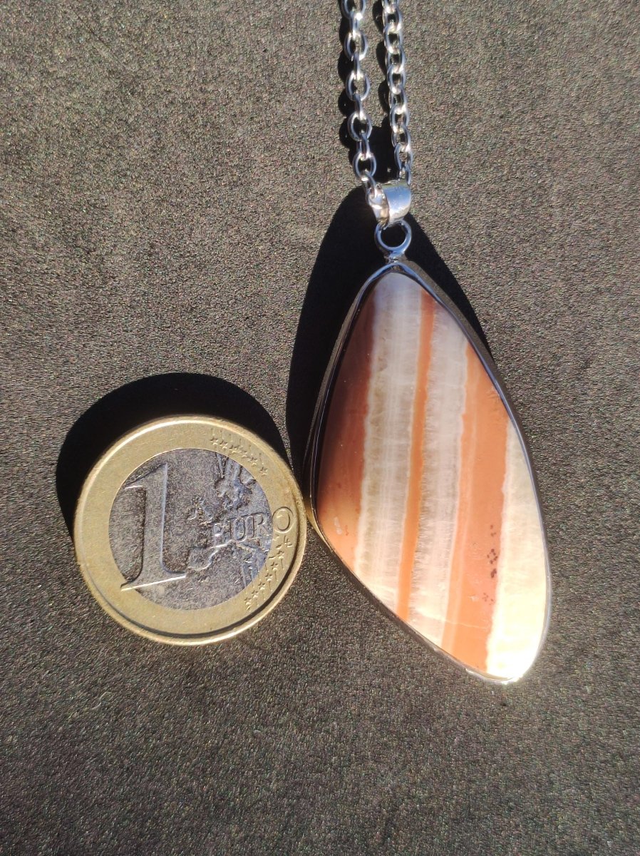 Gelber Aragonit - 925 Silber Edelstein Kette Heilstein Natur Braun Rarität Edel Mann Frau Geschenk Er Sie Freundin Energie Kraft Ruhe Glück - Art of Nature Berlin