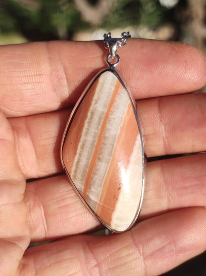 Gelber Aragonit - 925 Silber Edelstein Kette Heilstein Natur Braun Rarität Edel Mann Frau Geschenk Er Sie Freundin Energie Kraft Ruhe Glück - Art of Nature Berlin