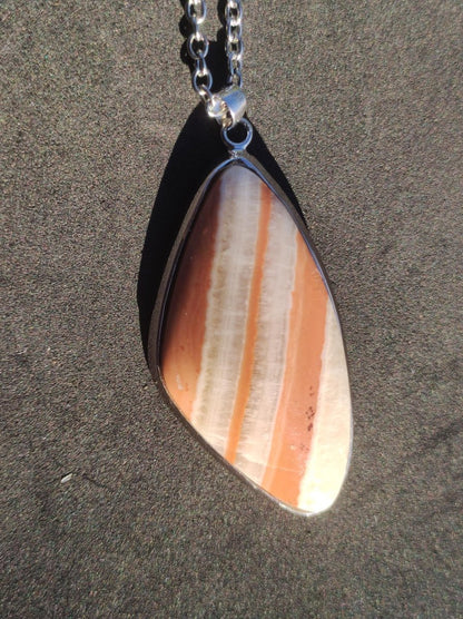 Gelber Aragonit - 925 Silber Edelstein Kette Heilstein Natur Braun Rarität Edel Mann Frau Geschenk Er Sie Freundin Energie Kraft Ruhe Glück - Art of Nature Berlin