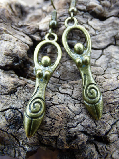 Goddess Spiral Earrings for Women ~ Antique Bronze or 304 Stainless Steel Golden ~ Silver ~HIPPIE ~GOA ~Boho ~Tibet ~Ethno ~Nature ~Esoteric - Art of Nature Berlin